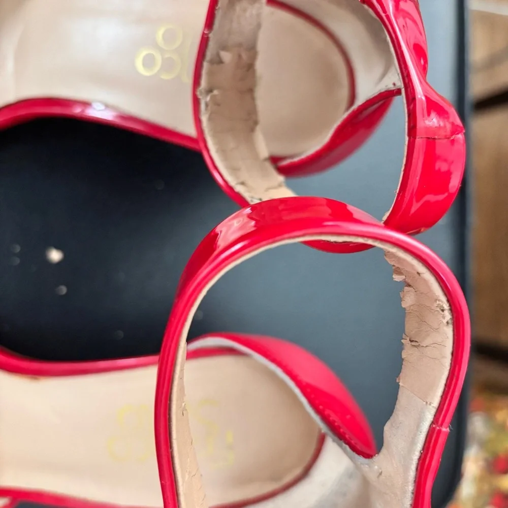 Franco Sarto Red Patent Ankle-Strap Heels